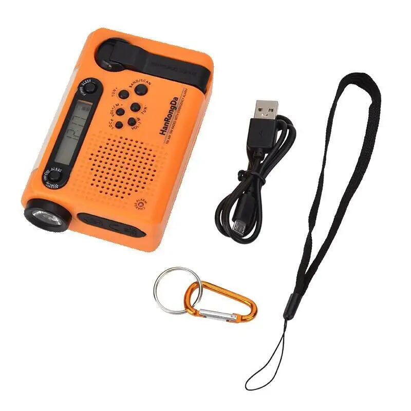 Solar Hand Crank Emergency Radio 3-in-1 Orange