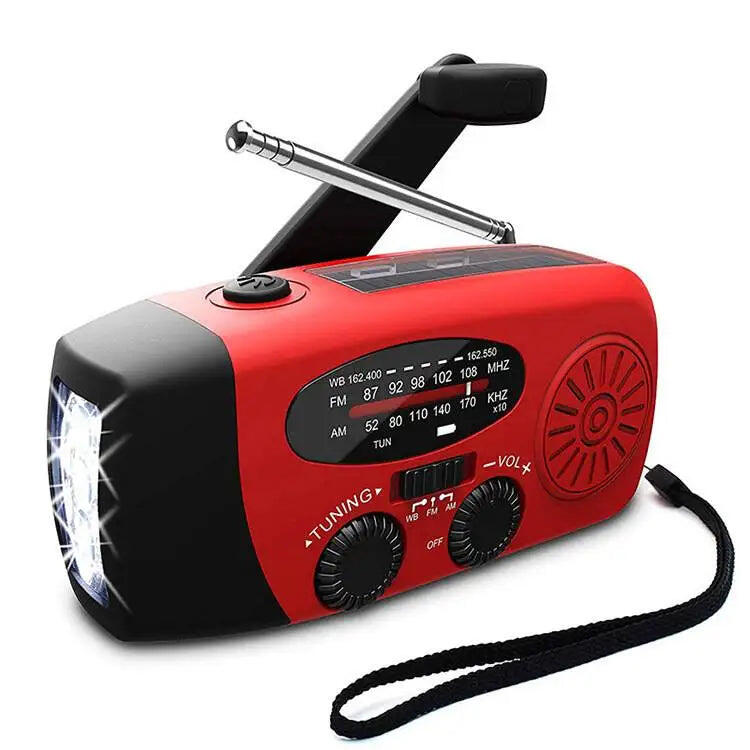 Solar Emergency Radio Power Bank Red