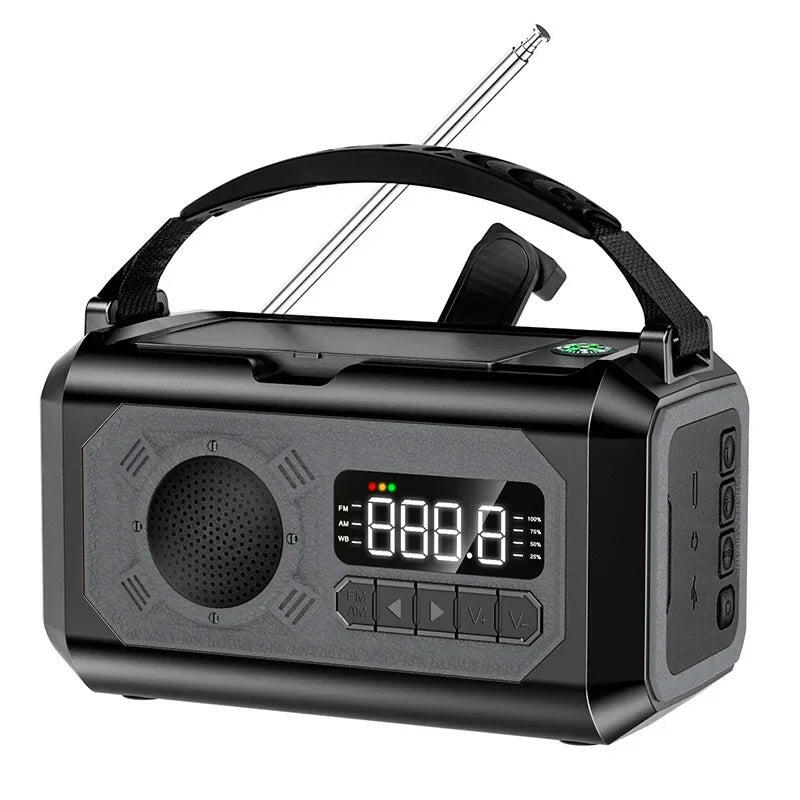 Solar Hand Crank Emergency Radio Grey