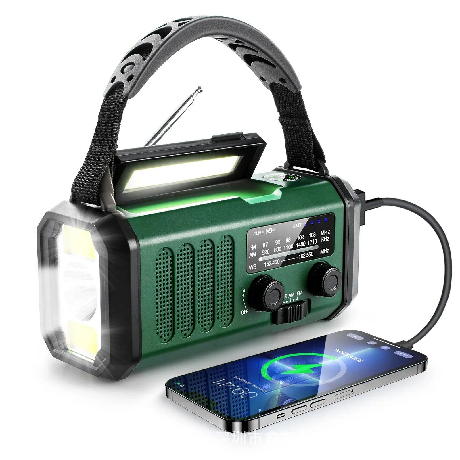 Emergency Weather Radio Solar Hand Crank Green