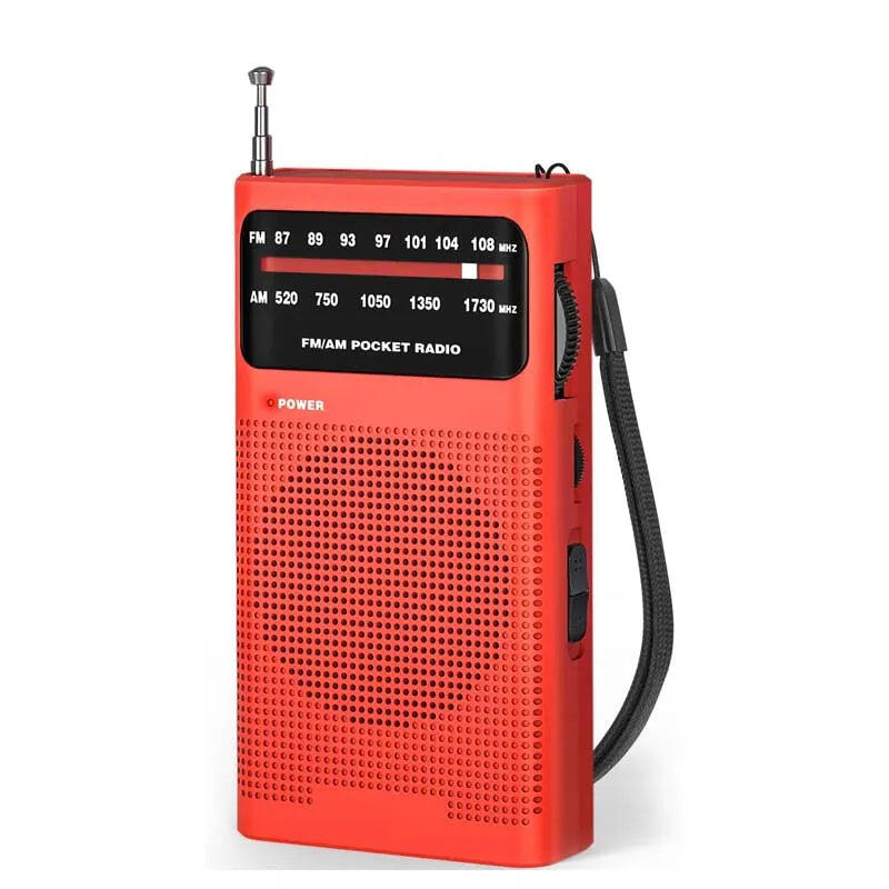Mini Portable Analog Pocket Radio Red