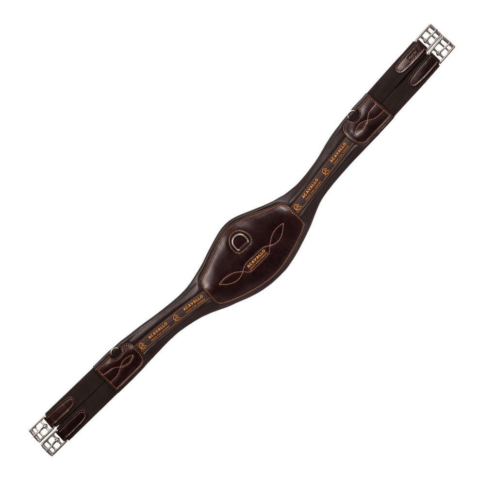Anatomic leather girth for horse