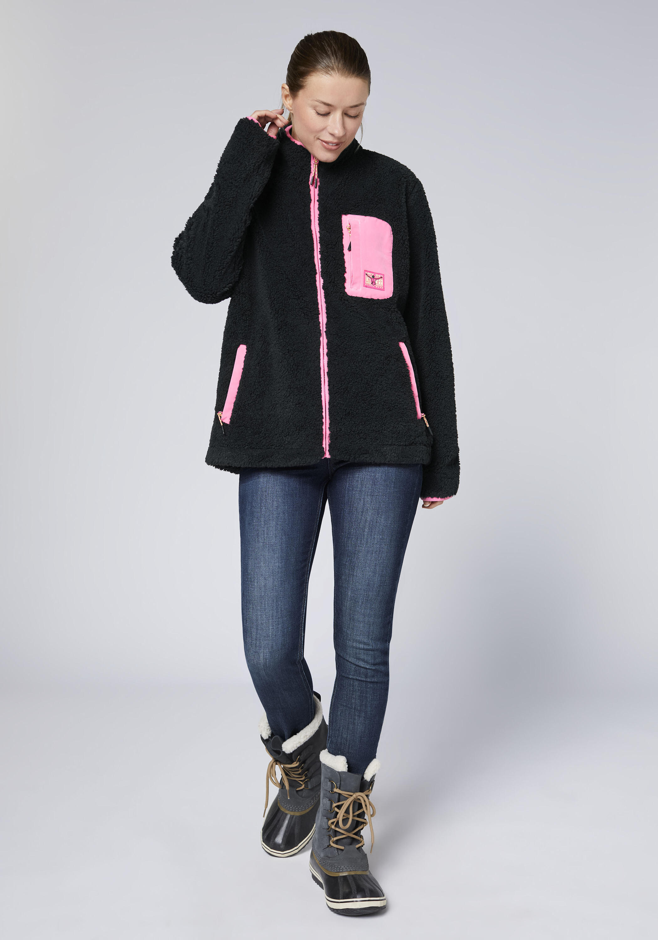 Fleecejacke mit Stehkragen 6/7