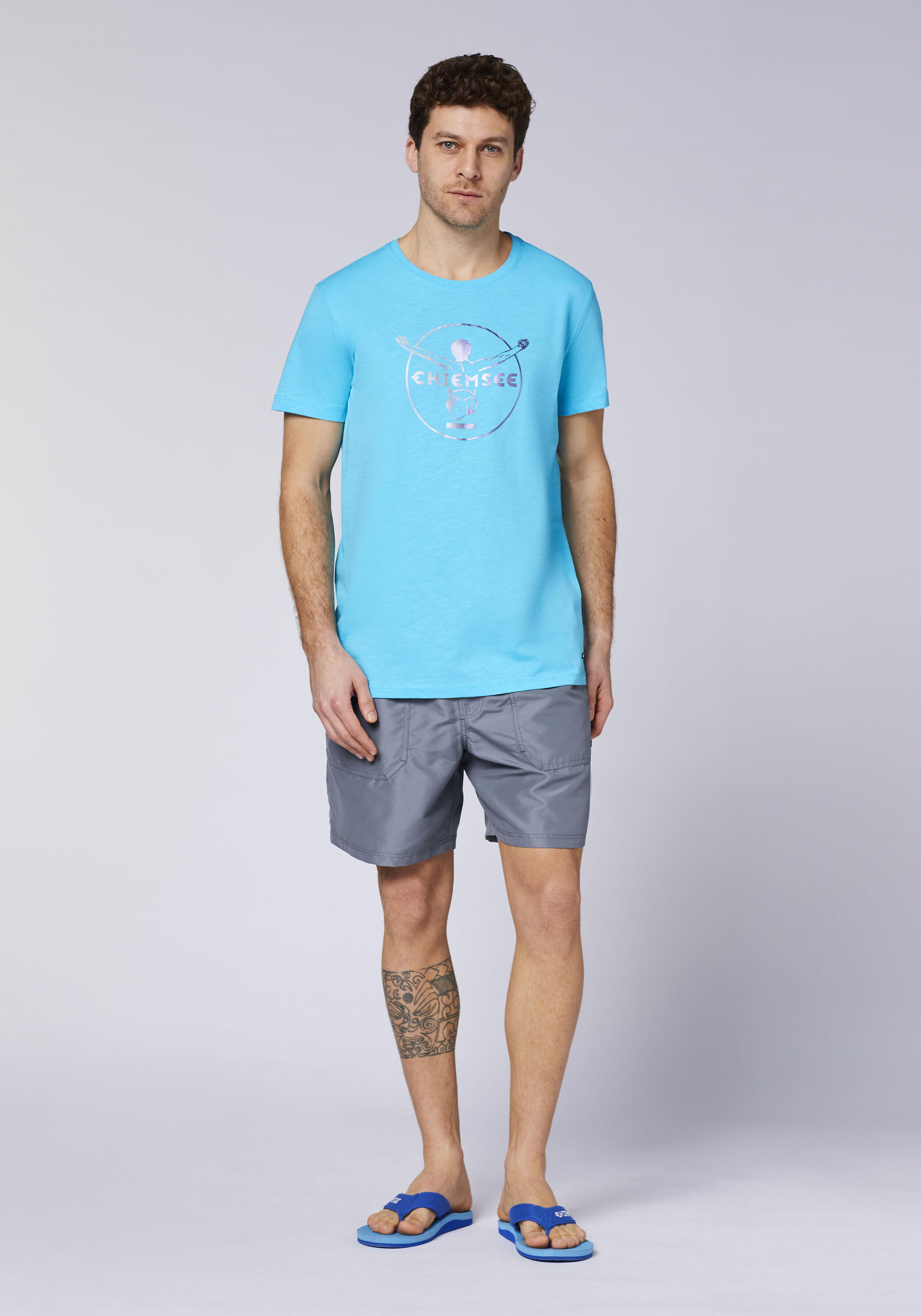 Badeshorts Stretchige Badeshose mit Kontrast-Logo 5/7