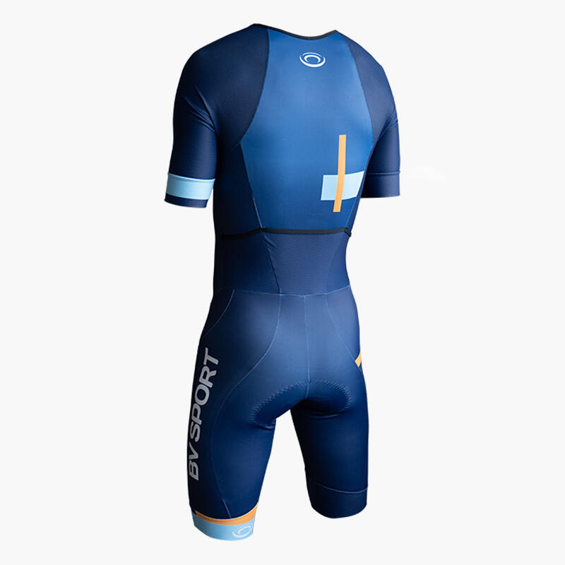 Combinaison triathlon manches courtes 3X200 Bleu/orange 3/3