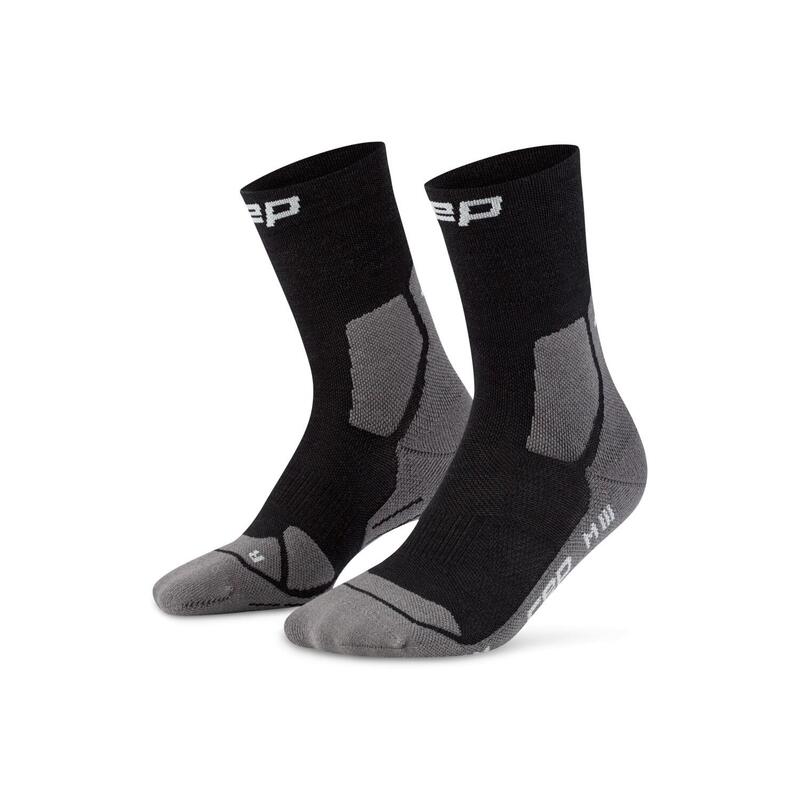 Sosete de drumeție CEP Light Merino Mid-Cut - Negru/Gri - Femei