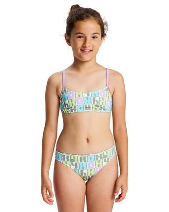 Zweiteiliges Bralette-Bikini-Set LETTER UP SET Grün Mädchen 6-16