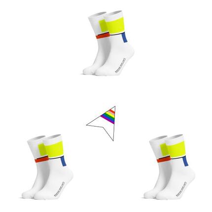 Chaussettes de cyclisme bleues et jaune fluo, lot de 3
