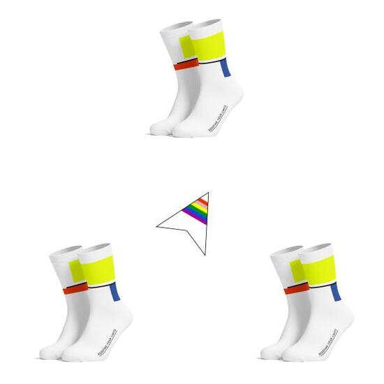 Calzini da ciclismo blu neon giallo confezione da 3