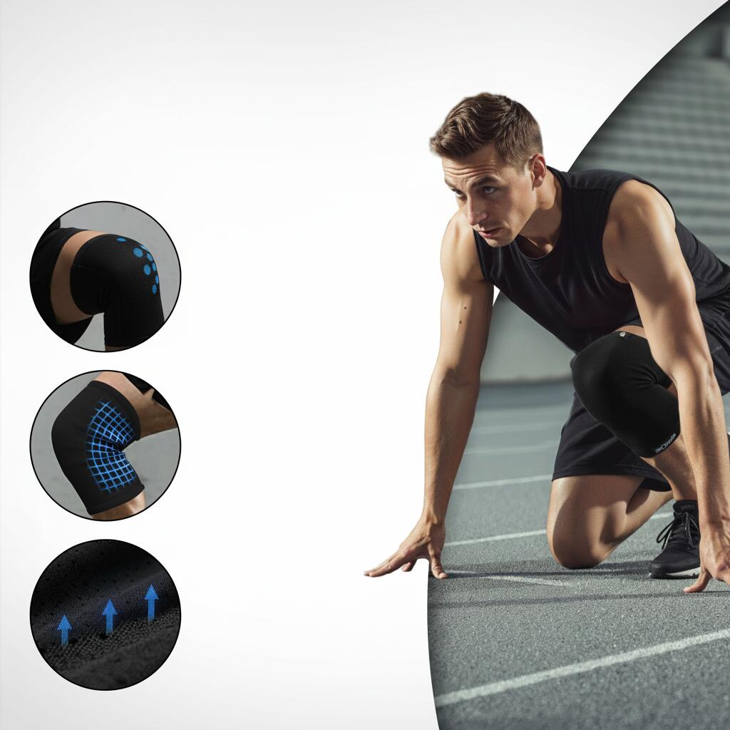 Profi Kniebandage Größe L Anatomische Passform für Kraftsport Fitness & Squats 2/5