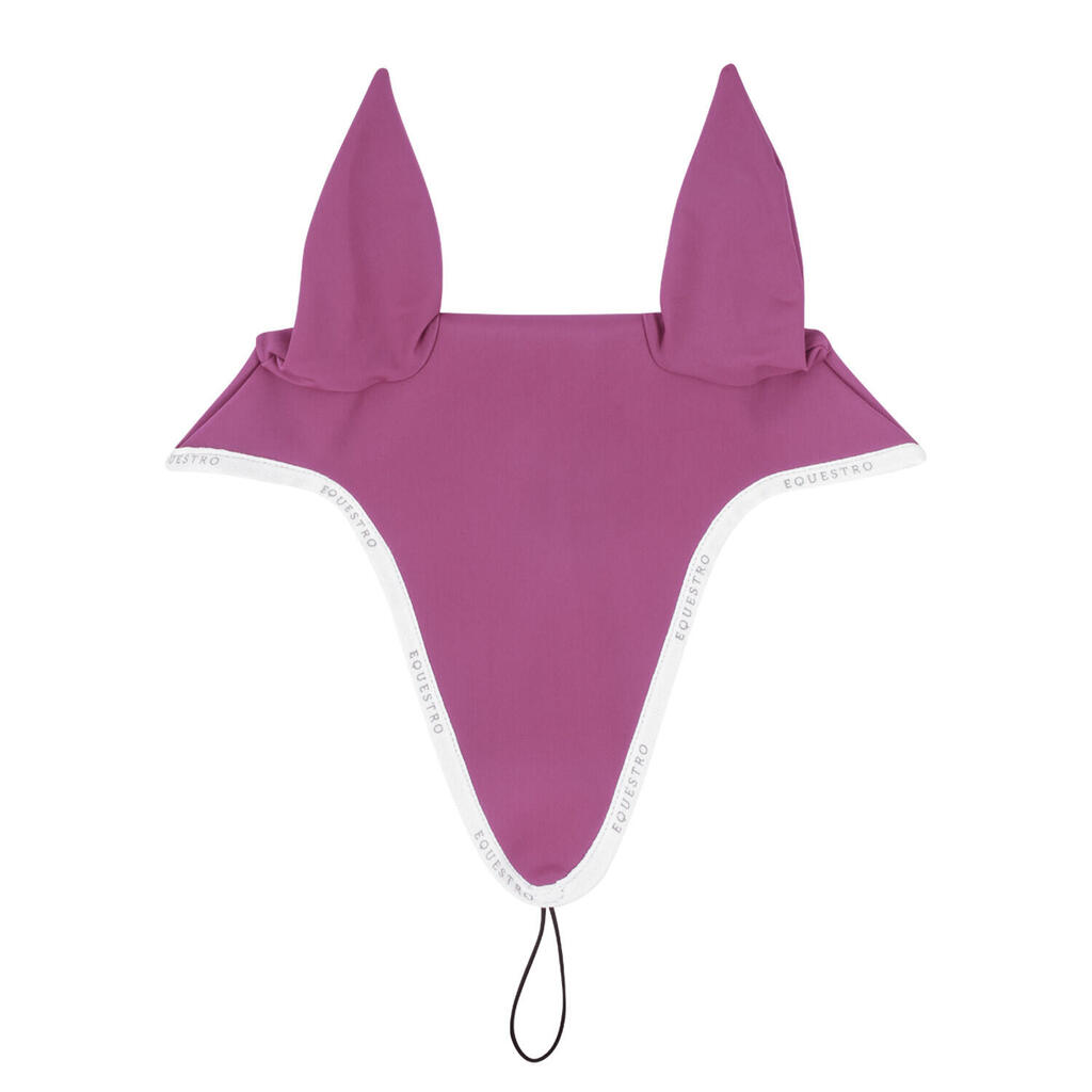 Technical fabric horse bonnet with tie at the noseband.