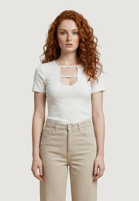 Bandeau top onlrene life s/s open emb. jrs dames crème