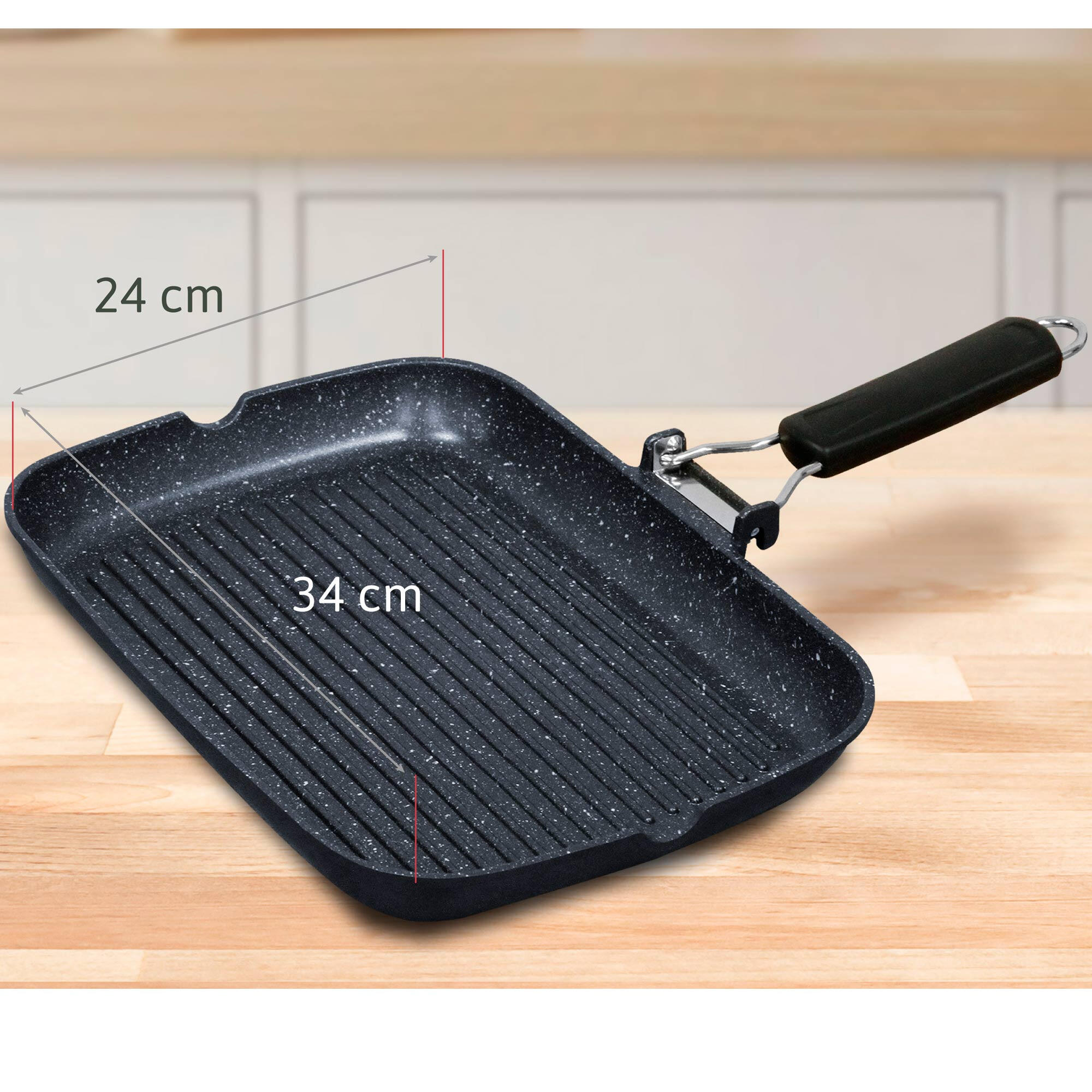 Poêle à Griller Induction Antiadhésif Titane 34x24cm Fonte d'Aluminium sans PFOA 7/7