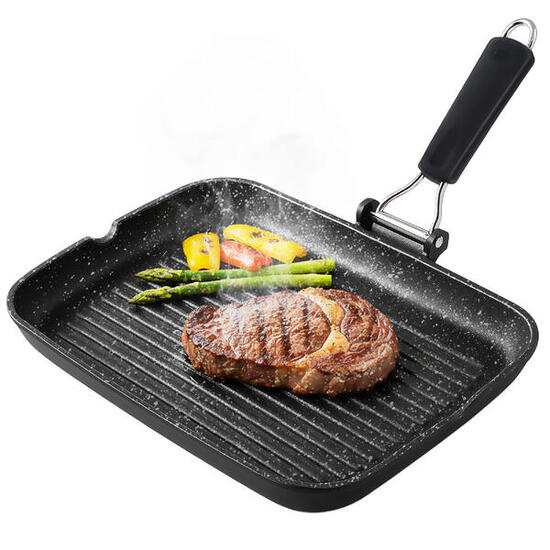Grillpfanne Induktion Antihaft-Titan Steakpfanne 34x24cm Gussaluminium ohne PFOA
