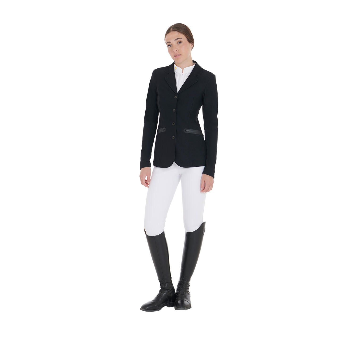 Dames wedstrijdjas met vier knopen en perforatie 7/7