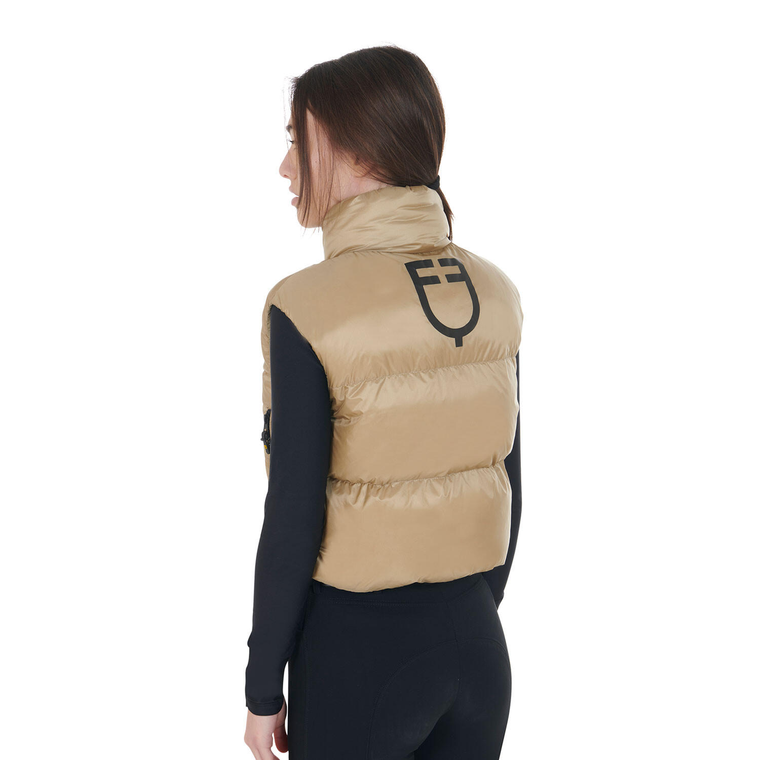 Kurze ärmellose damenweste mit reißverschluss aus spandex 2/6