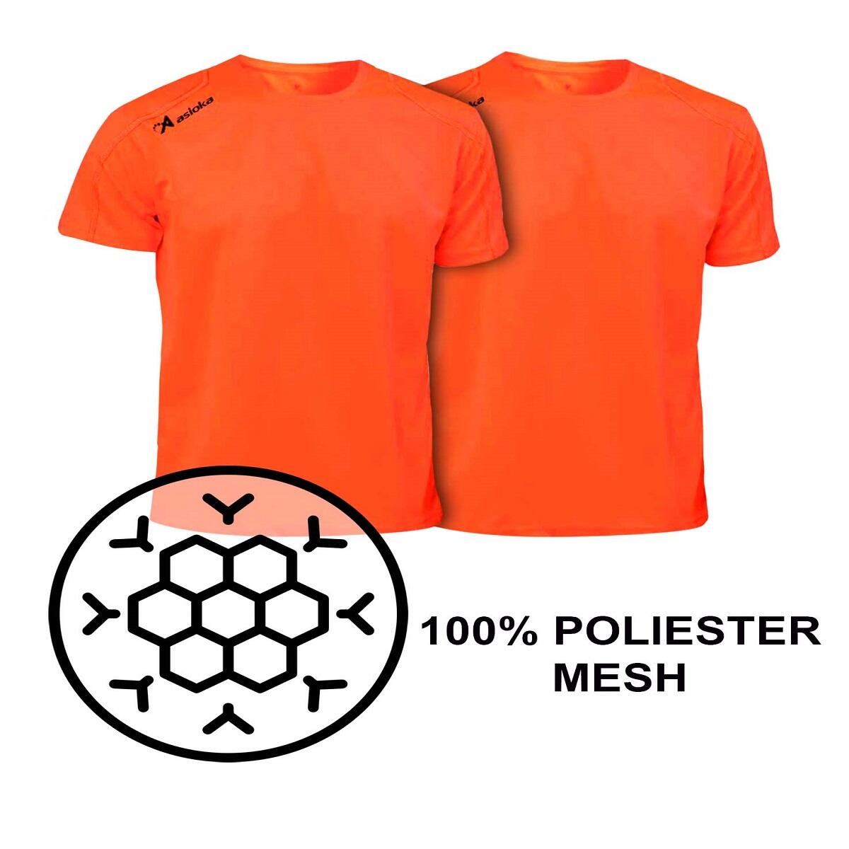 Pack 2 camisetas deporte para hombre Asioka RÍO Naranja Flúor.Secado Rápido. 5/6