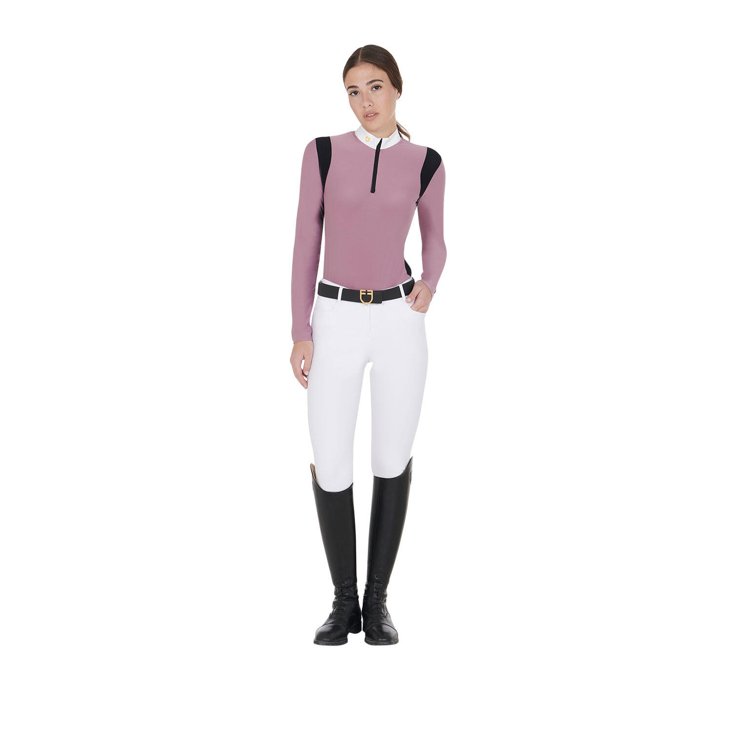 Polo donna slim fit in tessuto tecnico 4/5