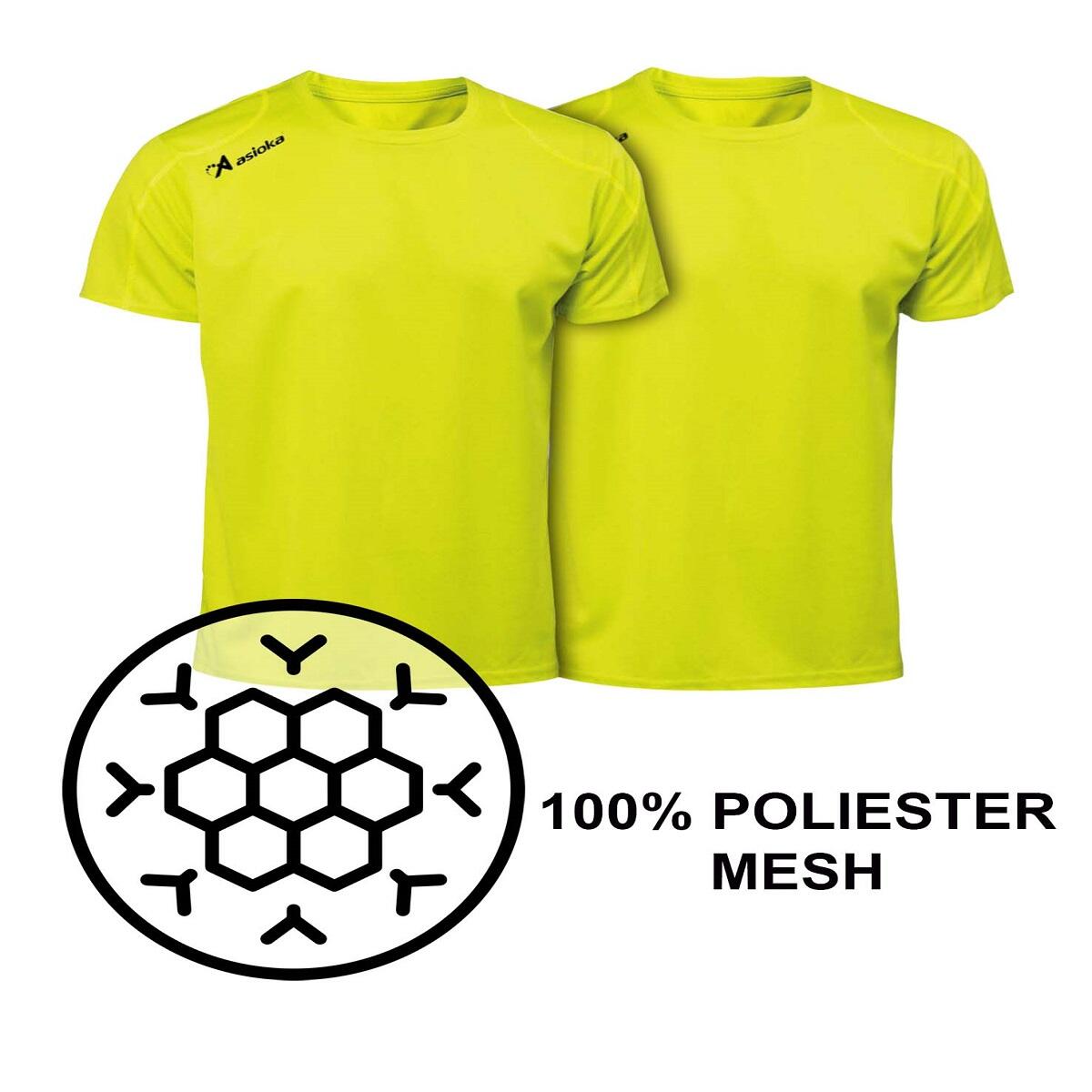 Pack 2 camisetas deporte para hombre Asioka RÍO Amarillo Flúor.Secado Rápido. 5/7