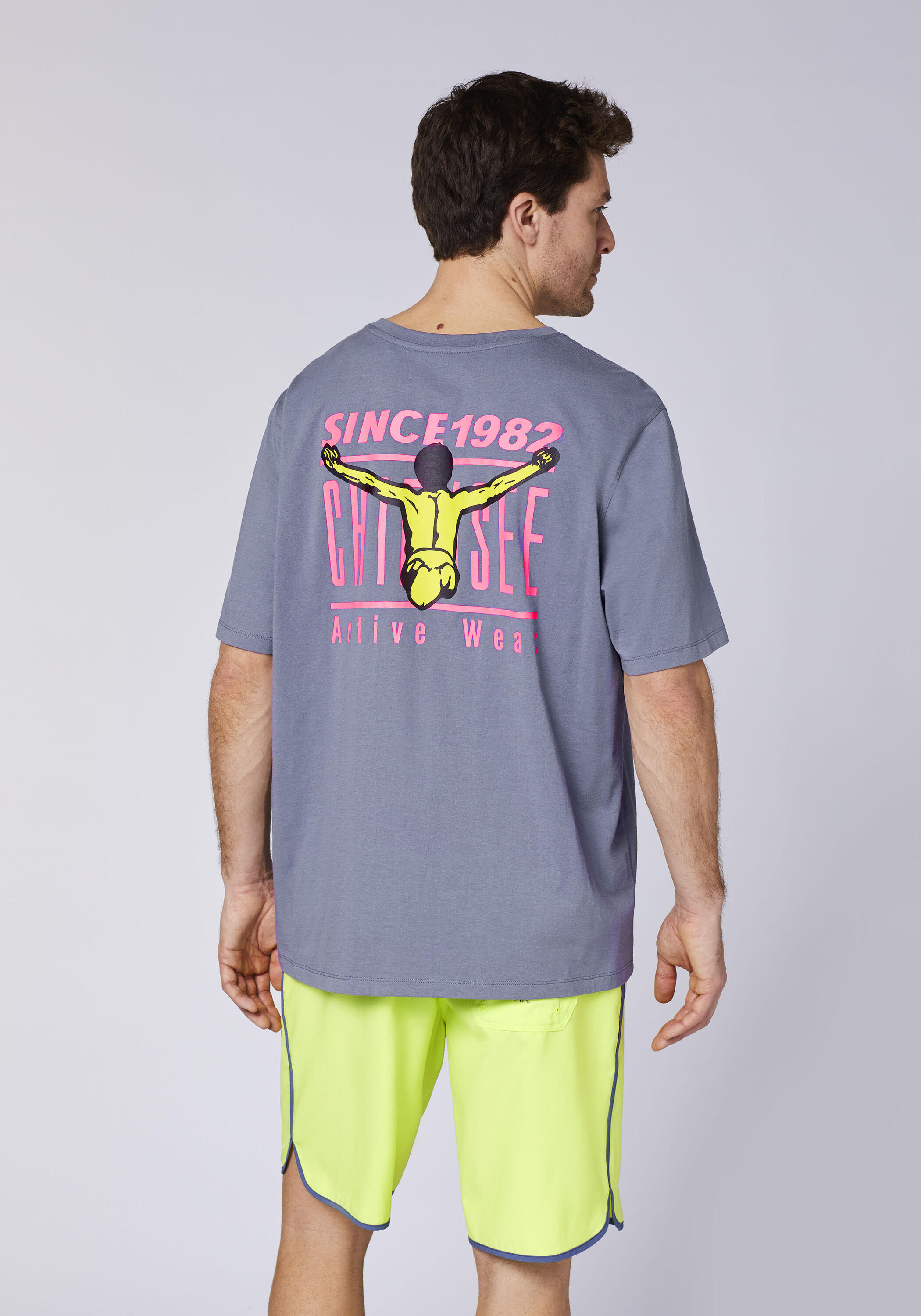 T-Shirt Rundhalsshirt mit Neon-Logoprint 3/7