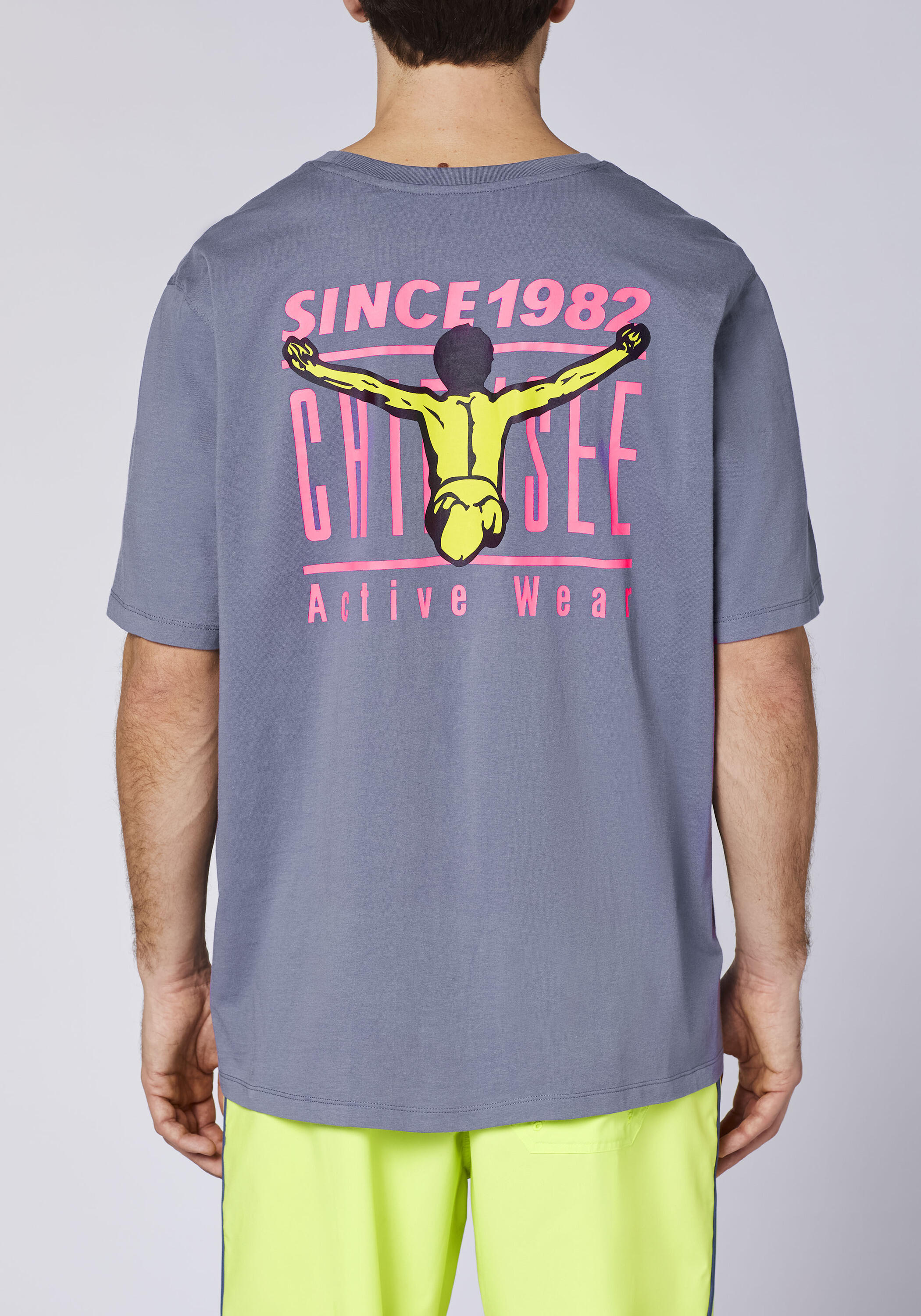 T-Shirt Rundhalsshirt mit Neon-Logoprint 7/7