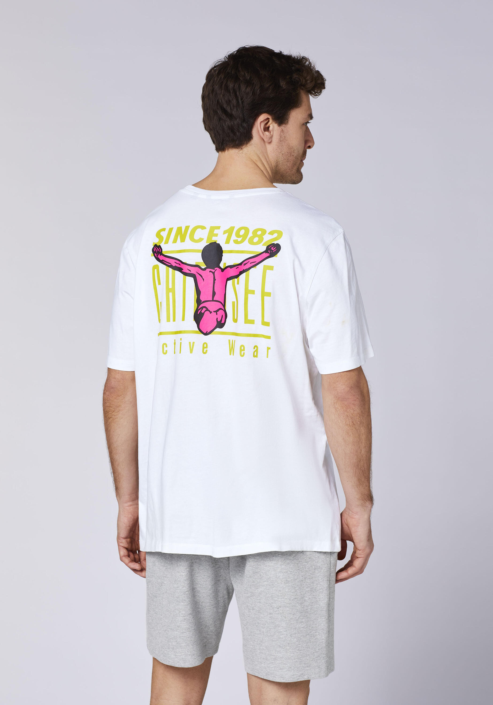 T-Shirt Rundhalsshirt mit Neon-Logoprint 3/7