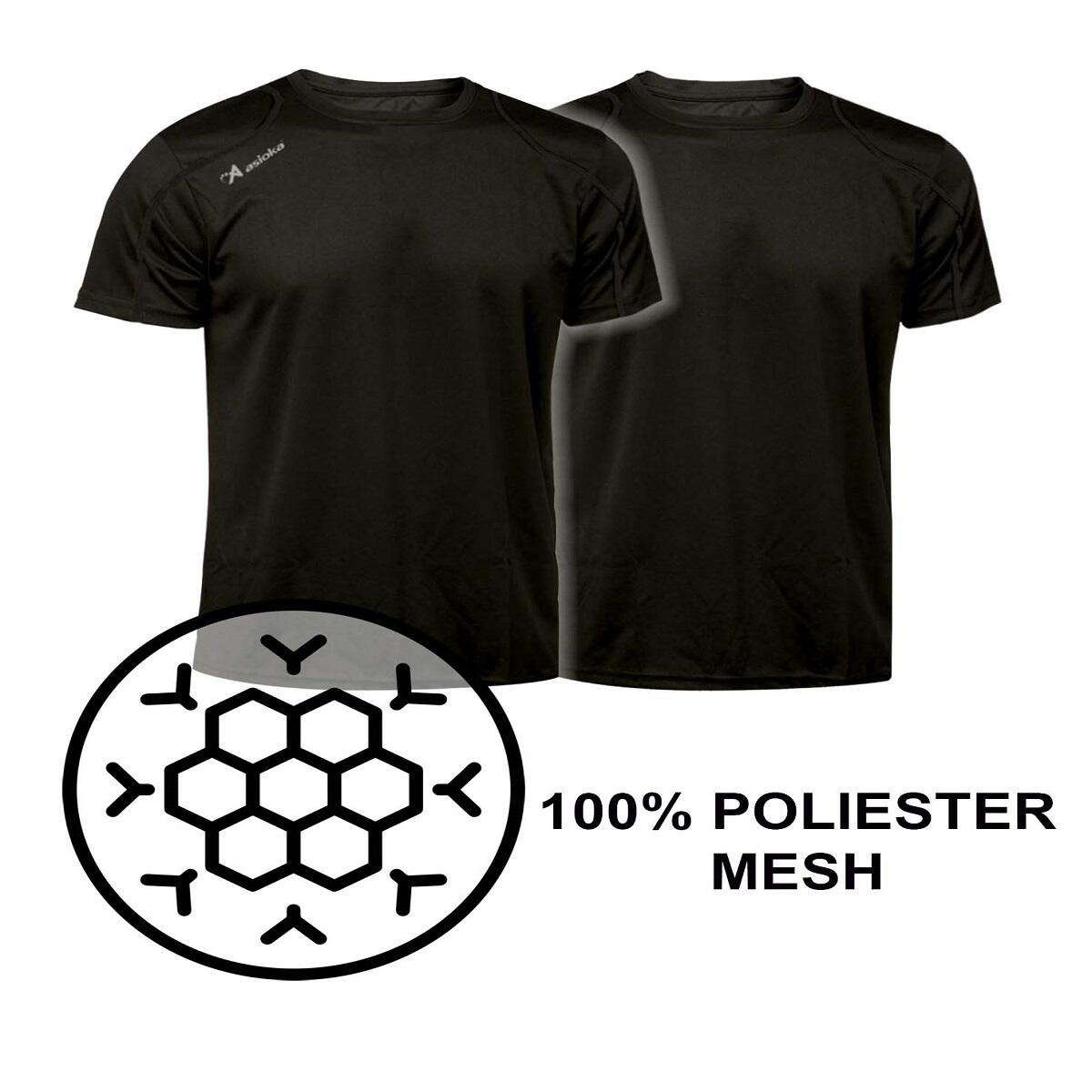 Pack de 2 T-shirts desportivas masculinas Asioka RIO Pretas.Secagem rápida. 6/7