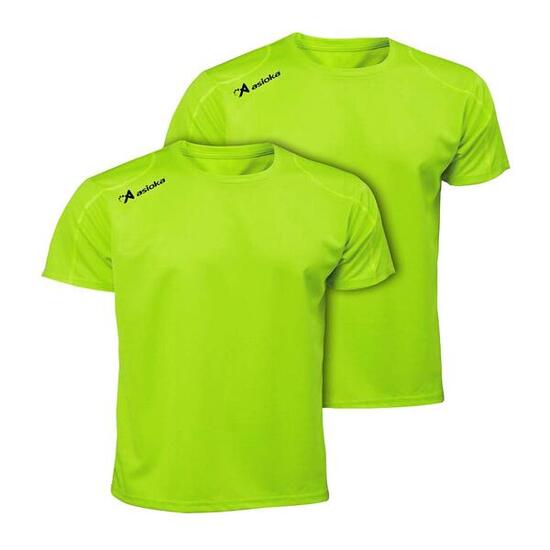 Pack 2 camisetas deporte para hombre Asioka RÍO Verde Flúor.Secado Rápido.