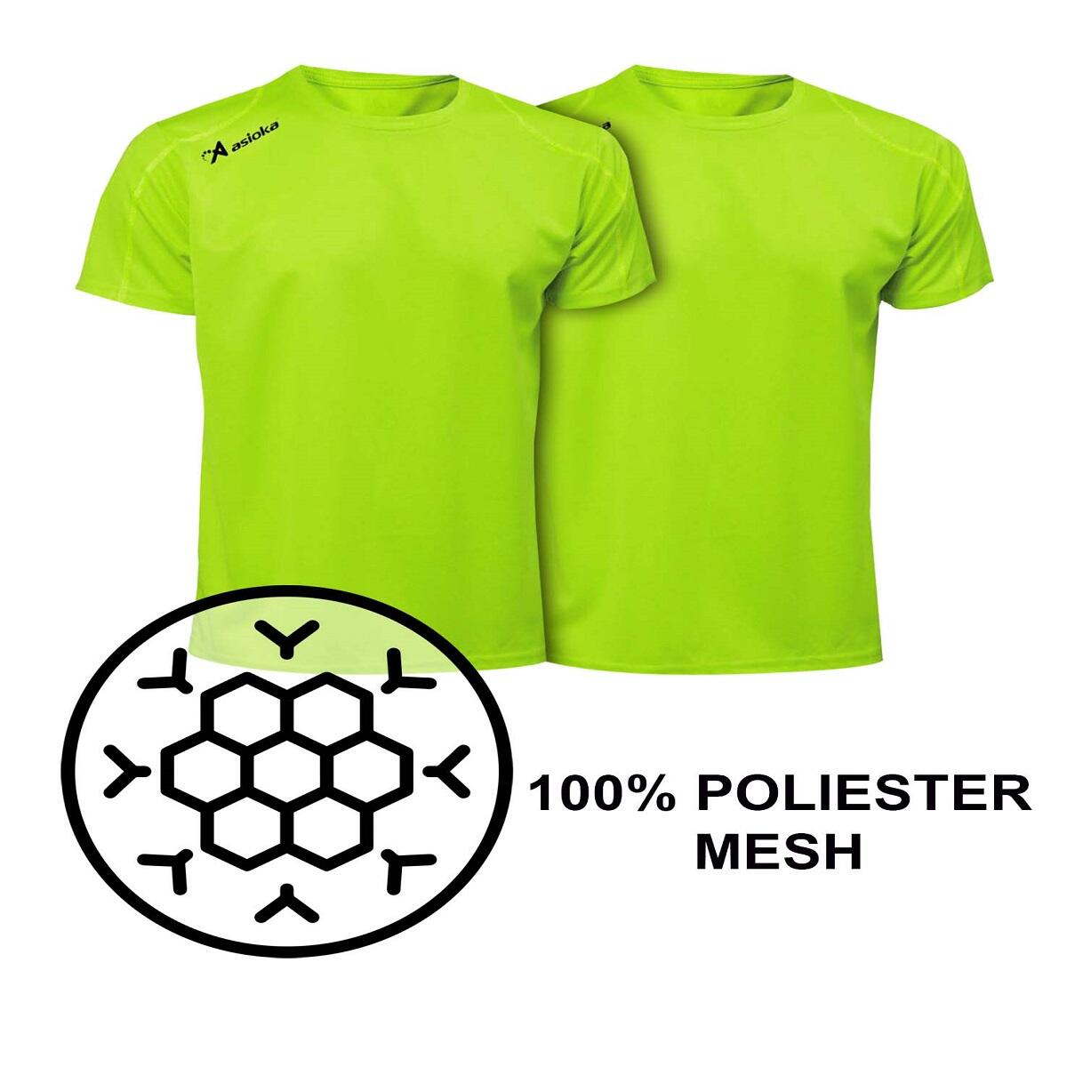 Pack 2 camisetas deporte para hombre Asioka RÍO Verde Flúor.Secado Rápido. 6/7