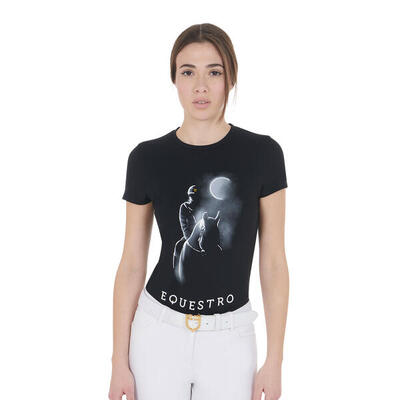 Slim fit dames t-shirt met maanstraal print