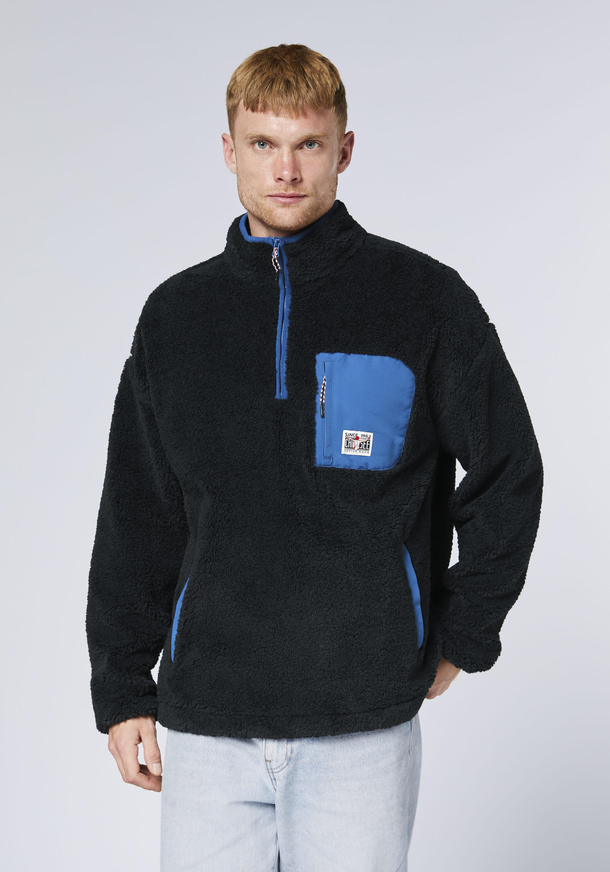 Fleecepullover mit Stehkragen und kurzem Reißverschluss 3/7