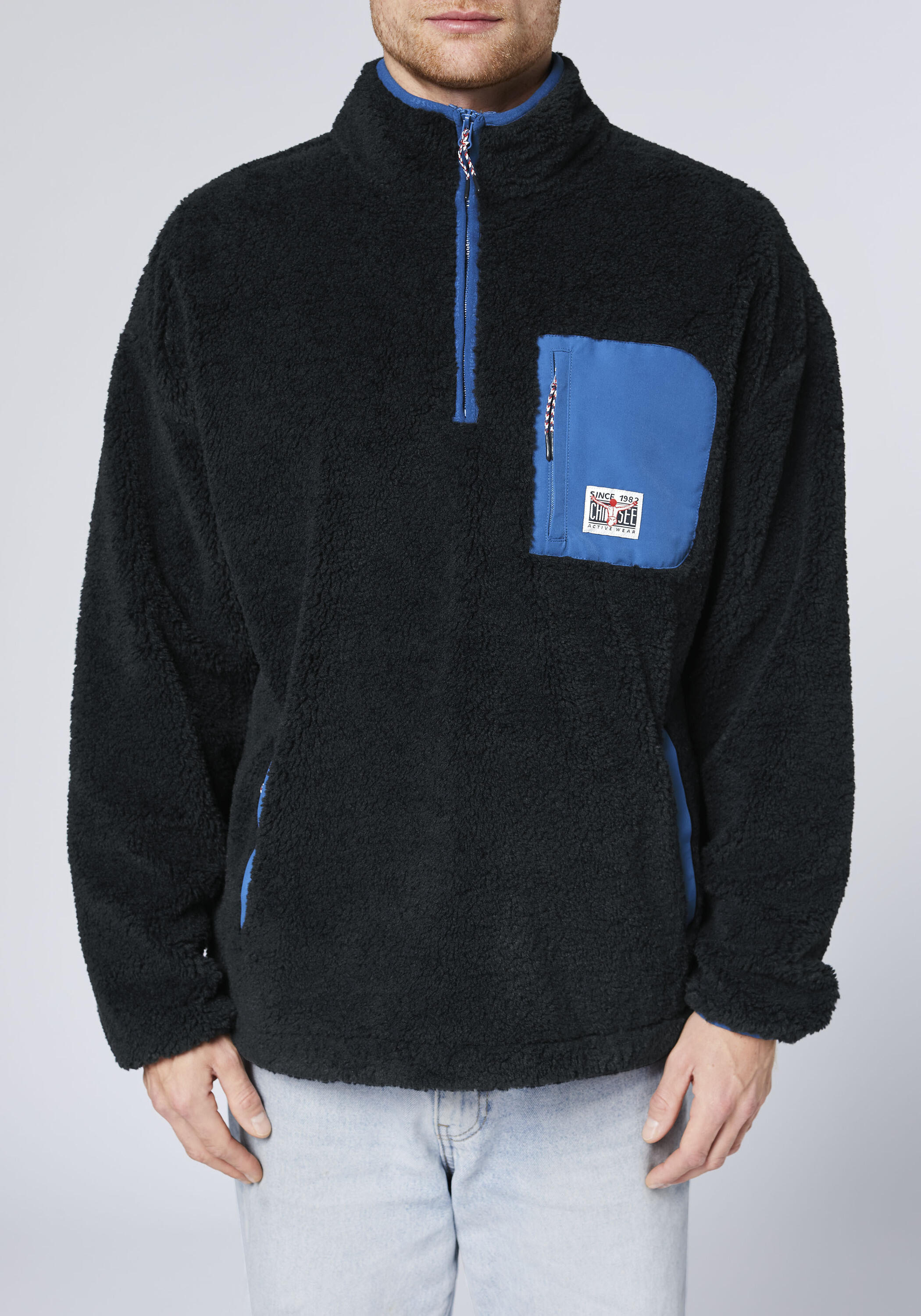 Fleecepullover mit Stehkragen und kurzem Reißverschluss 7/7