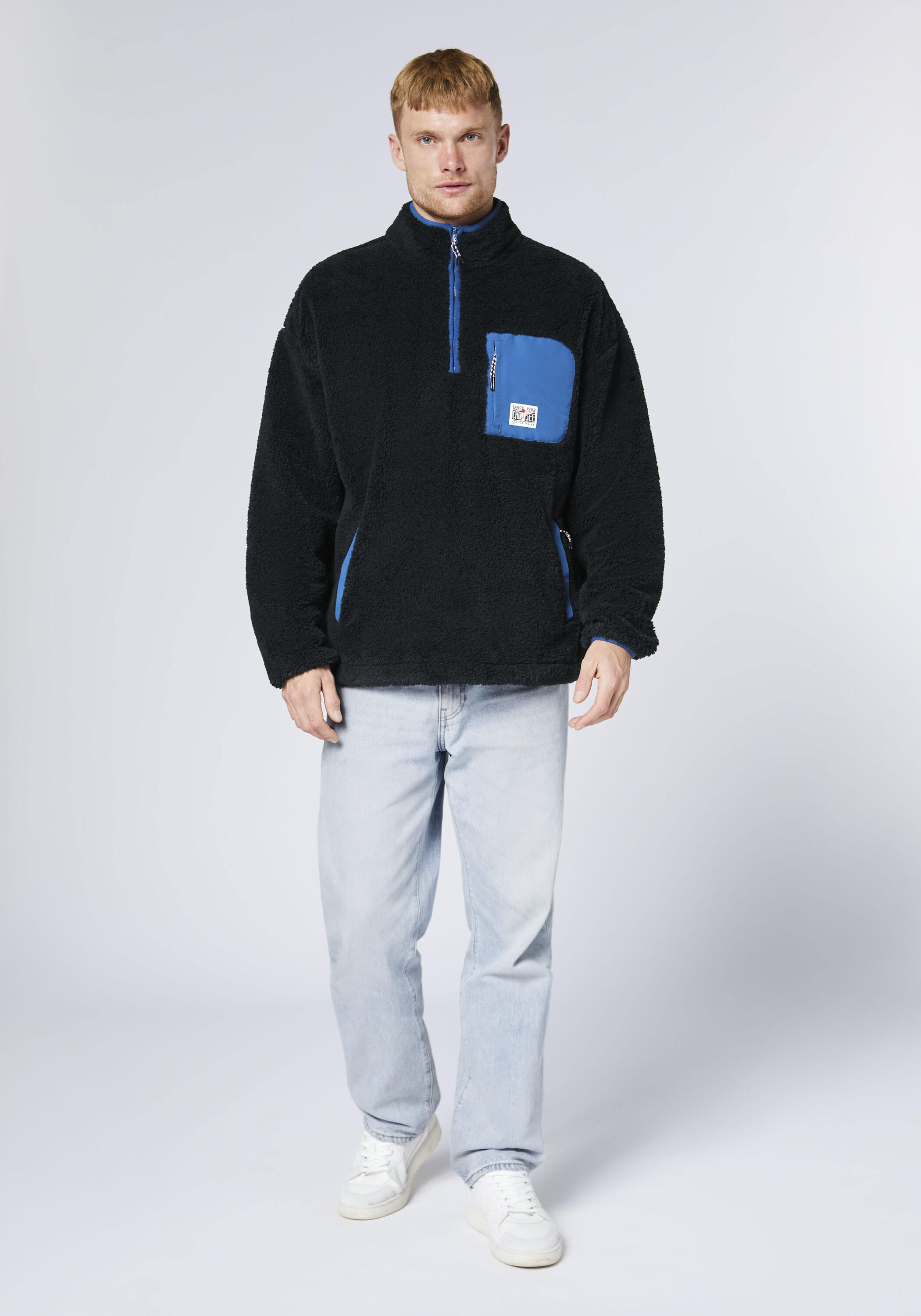 Fleecepullover mit Stehkragen und kurzem Reißverschluss 5/7