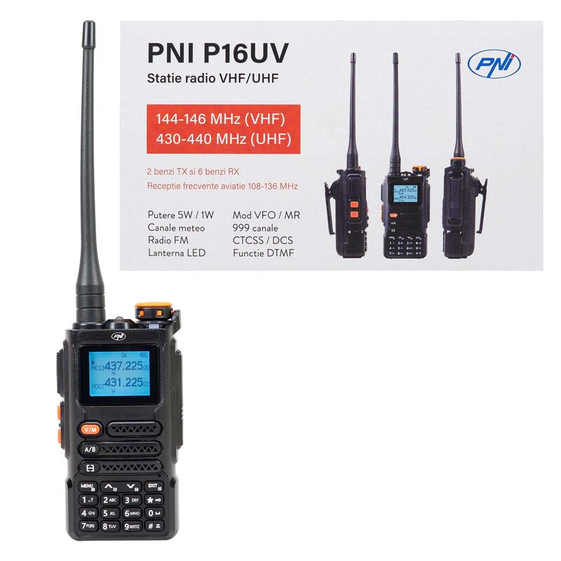 Statie radio portabila VHF/UHF dual band, 999 canale, VOX, FM, 2600 mAh