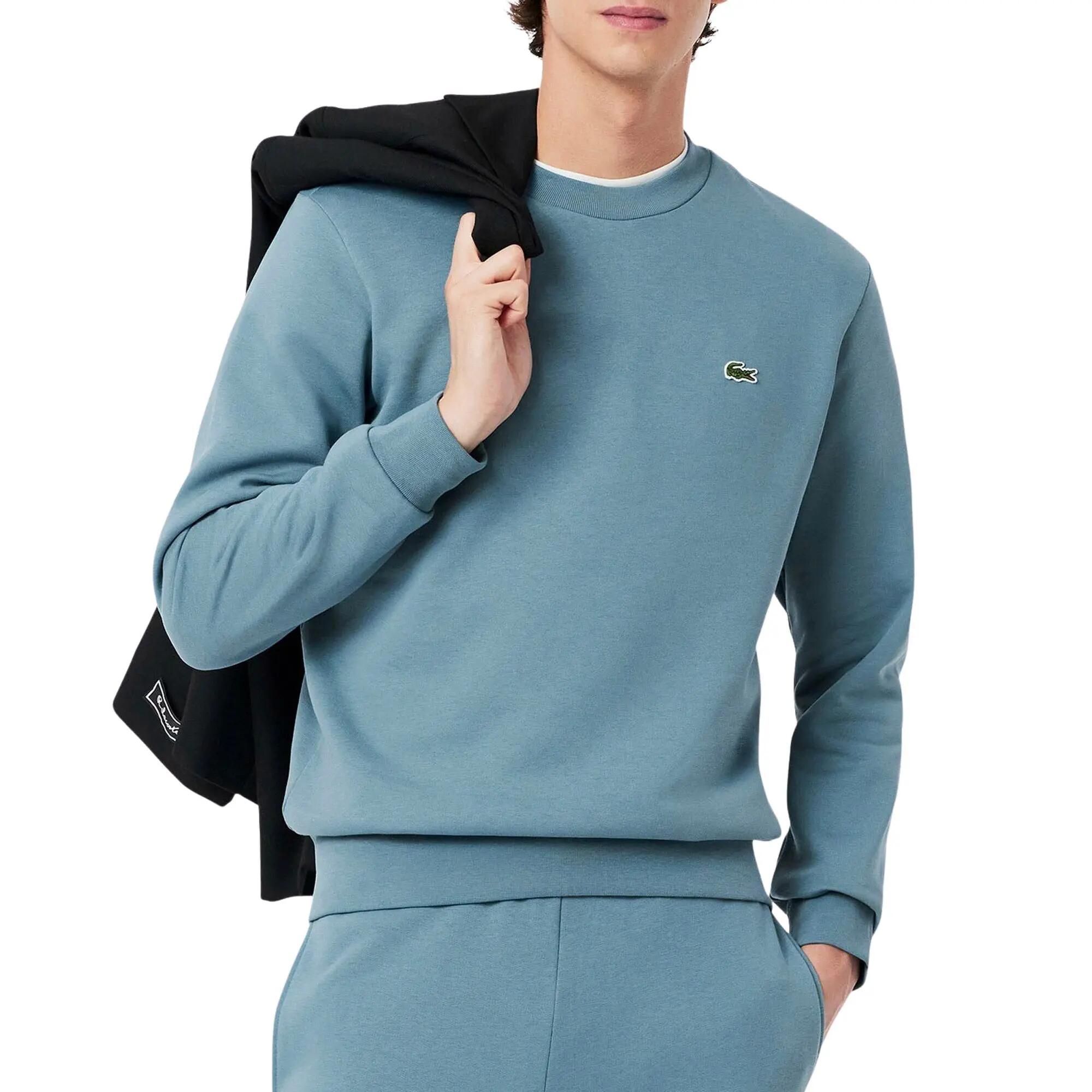 Sudadera Azul Lacoste Cuello Redondo De Felpa Sin Capucha Logo Pequeño 1/5
