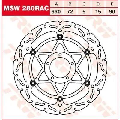 TRW Lucas MSW280RAC Floating Brake Disc — 35 HRC Steel Alloy.