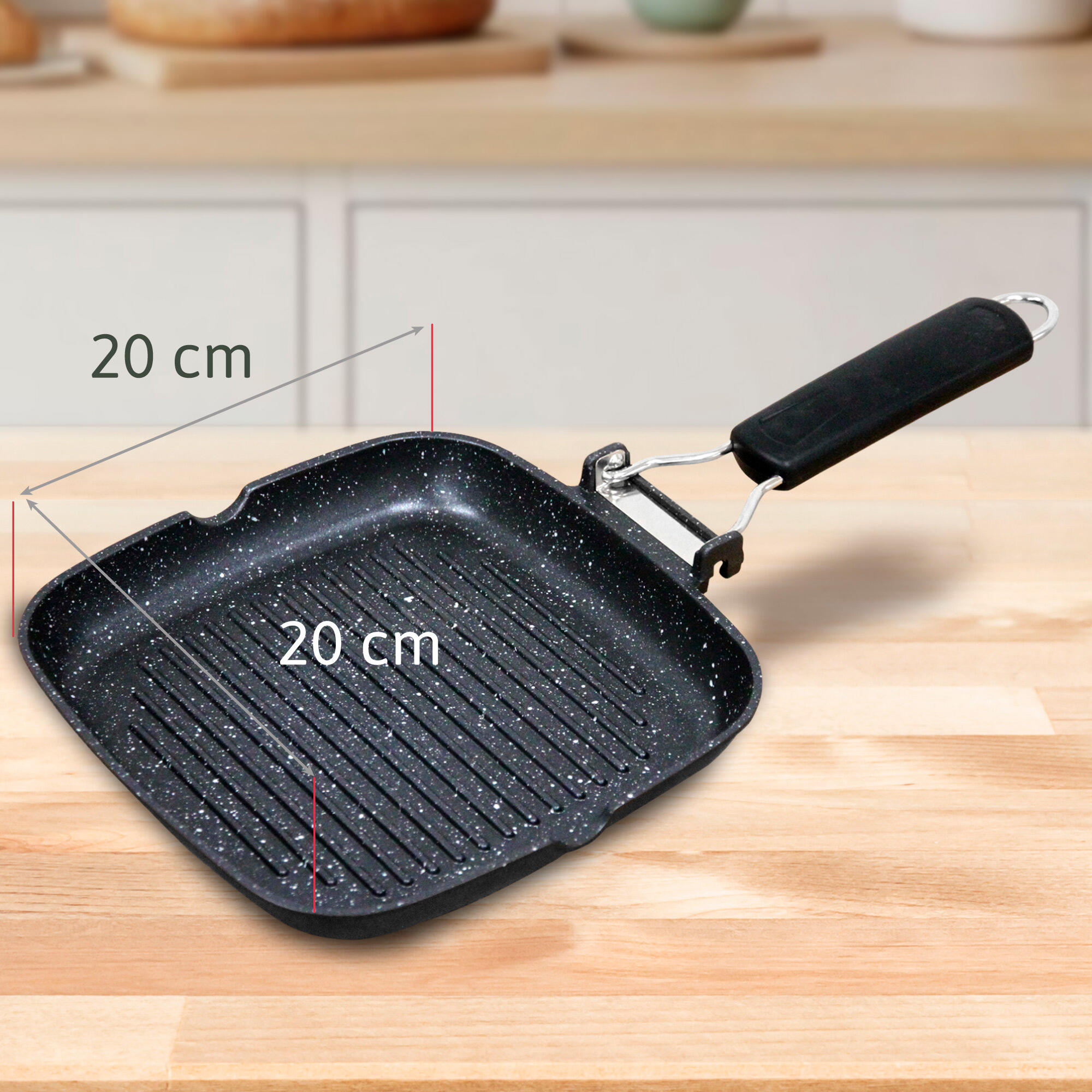 Poêle à Griller Induction Antiadhésif Titane 20x20cm Fonte d'Aluminium sans PFOA 7/7
