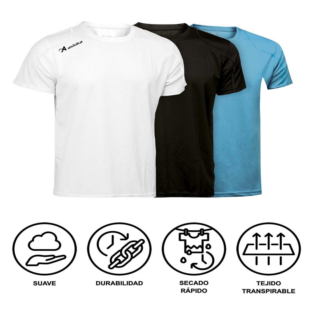 Pack de 3 T-shirts desportivas masculinas Asioka RIO.Secagem rápida. 6/6