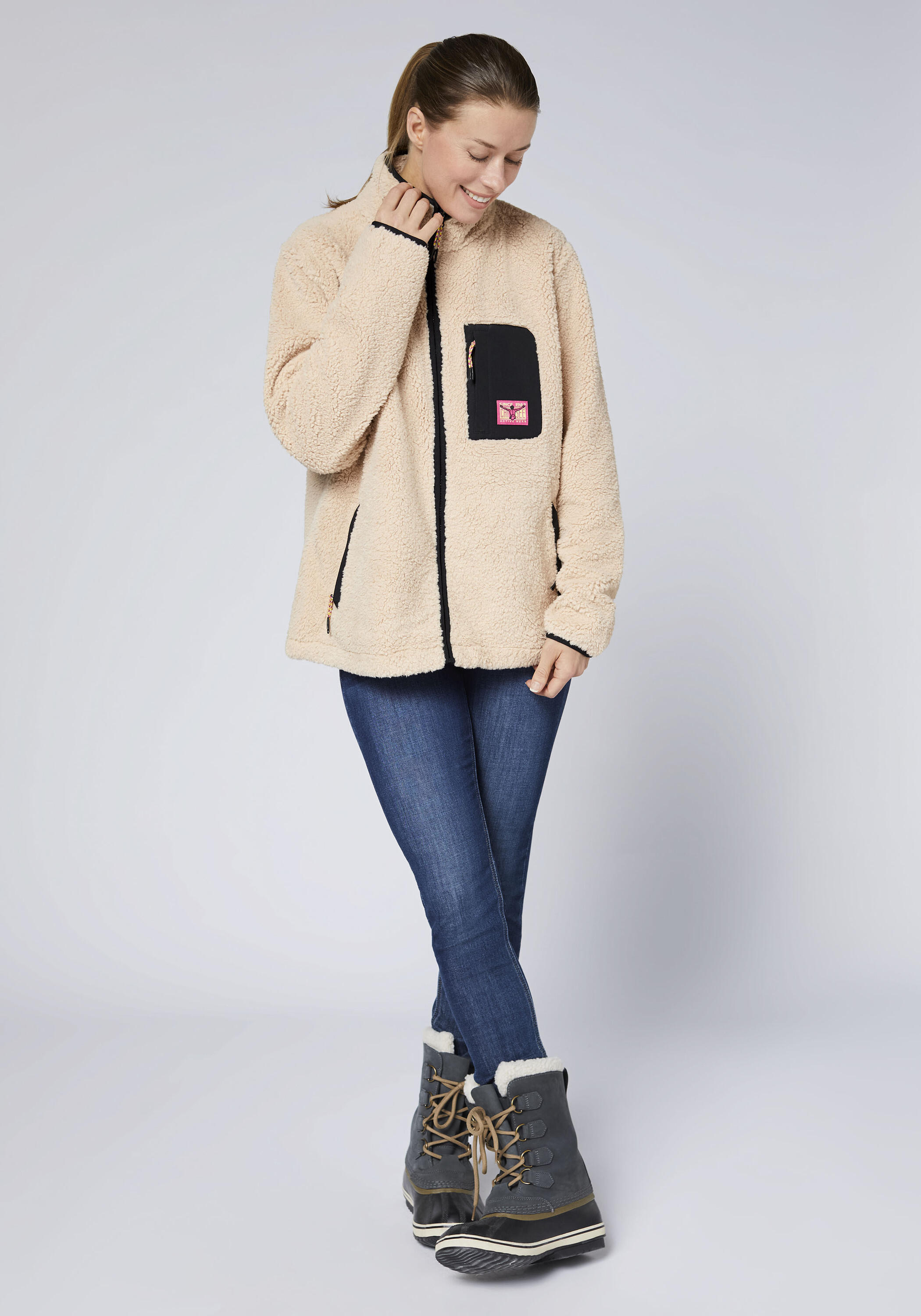 Fleecejacke mit Stehkragen 6/7