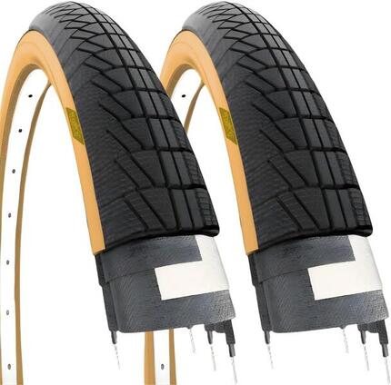 Ecovelo Paire de 2 Pneus 20x1.75 (47-406) Flancs Marrons Vélo Ville