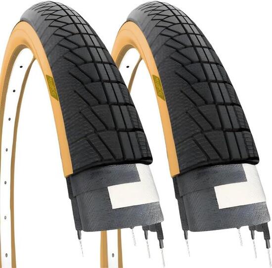 Ecovelo Paire de 2 Pneus 20x1.75 (47-406) Flancs Marrons Vélo Ville