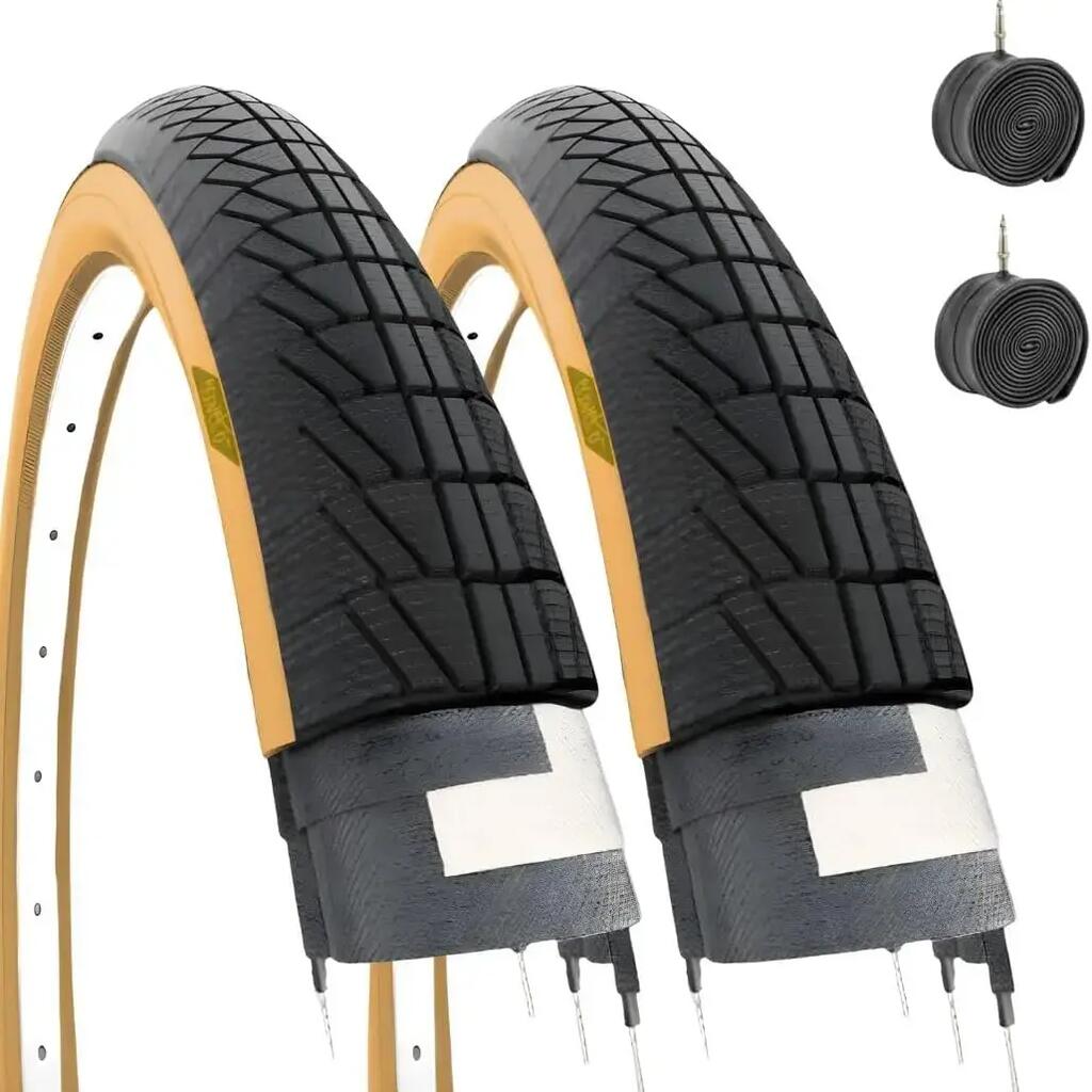 Ecovelo Set of 2 Tyres 20x1.75 (47-406) Gumwall + 2 Inner Tubes for City Bike