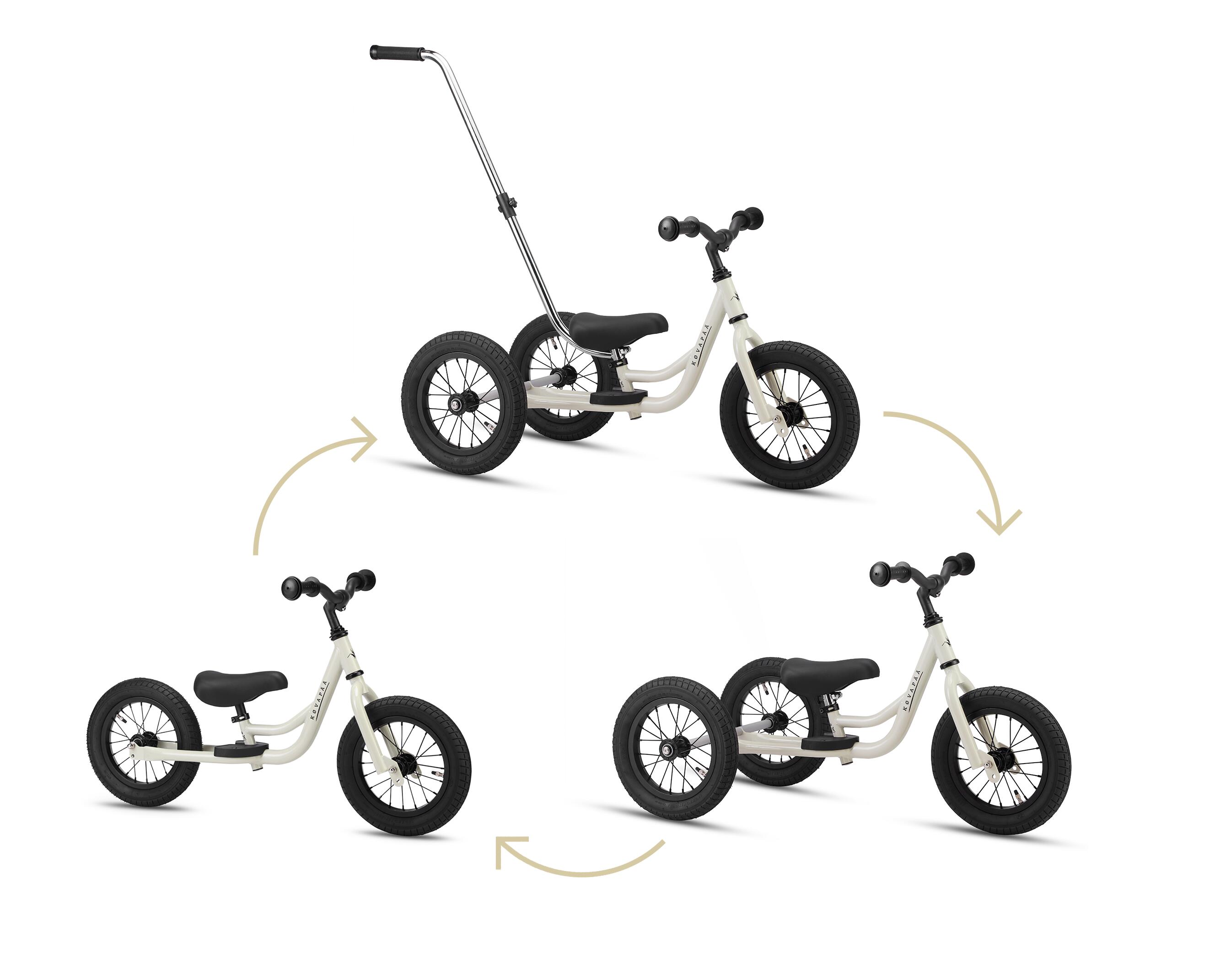 2-in-1 loopfiets & driewieler met duwstang – Loopfiets - Krijt grijs 2/7