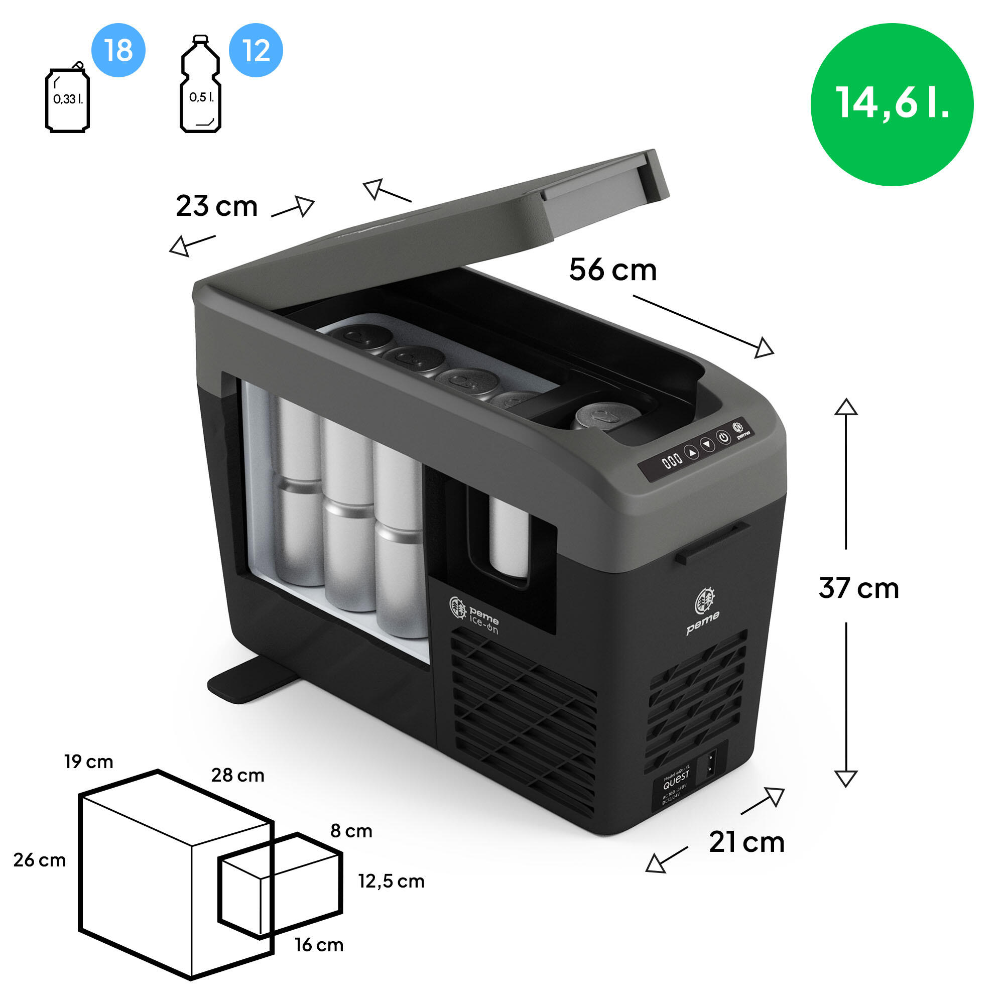 Glacière à compresseur Peme Quest 14 12V/24V 45W 2/7