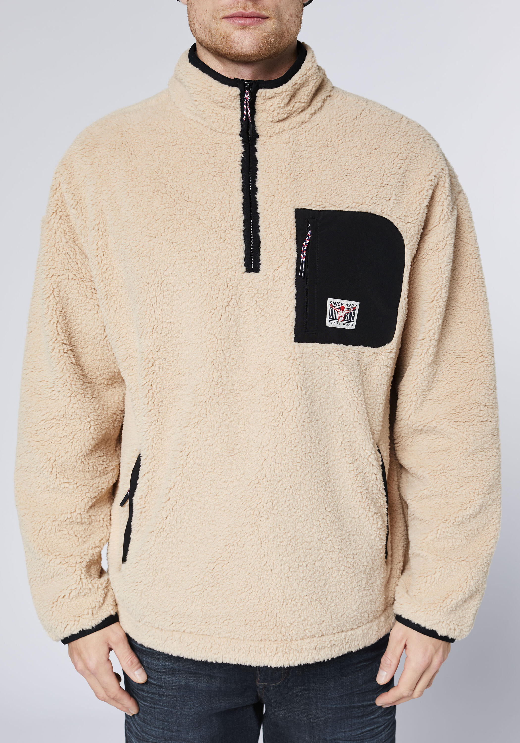 Fleecepullover mit Stehkragen und kurzem Reißverschluss 7/7