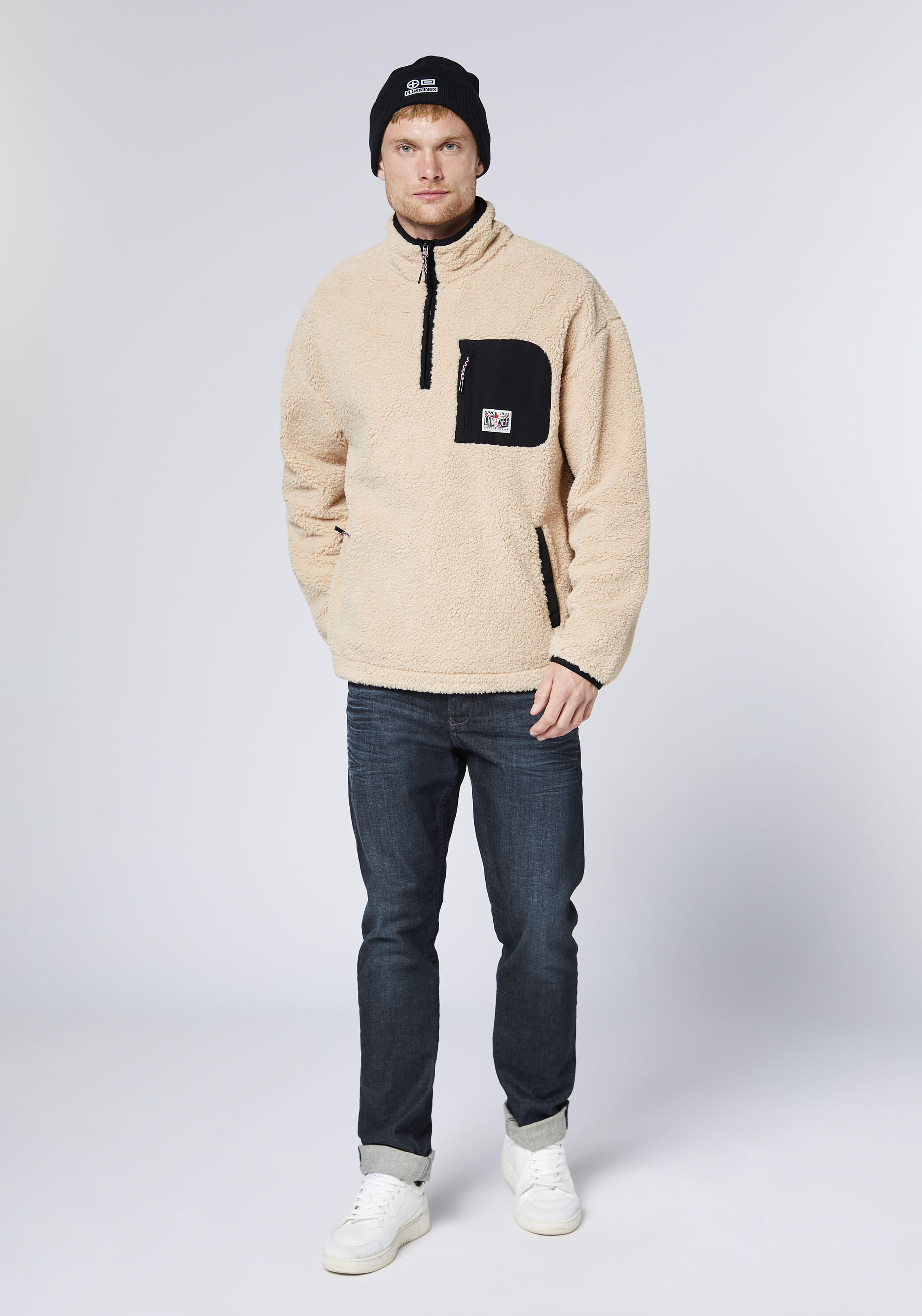 Fleecepullover mit Stehkragen und kurzem Reißverschluss 5/7
