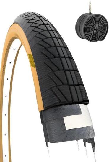 Ecovelo Paire de 2 Pneus 20x1.75 (47-406) Flancs Marrons Vélo Ville