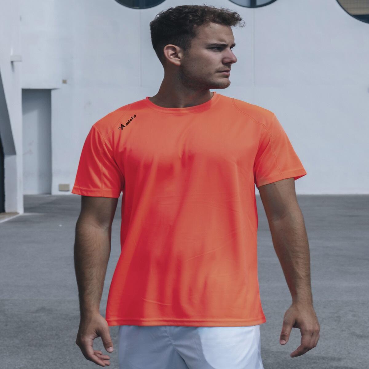 Pack 2 camisetas deporte para hombre Asioka RÍO Naranja Flúor.Secado Rápido. 2/6
