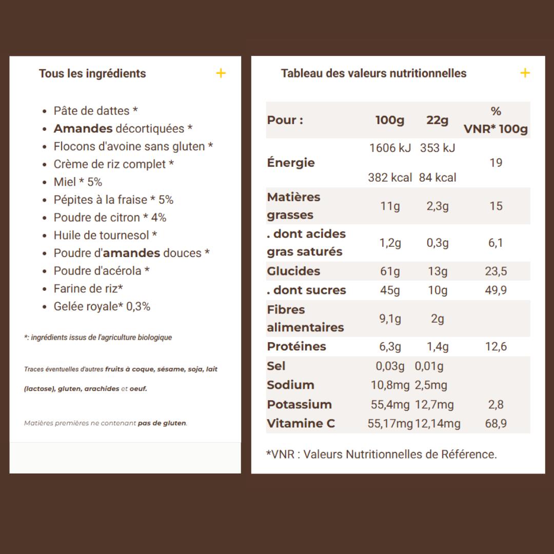 Barre énergétique bio Meltonic fraises/citron Pack de 4 5/7
