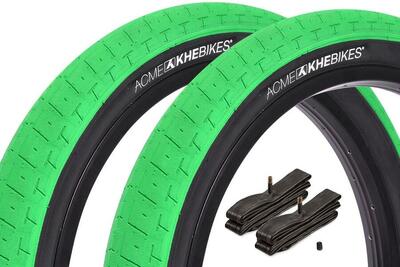 Bmx banden set khe acme 20 inch x 2,40 inch groen + binnenband av